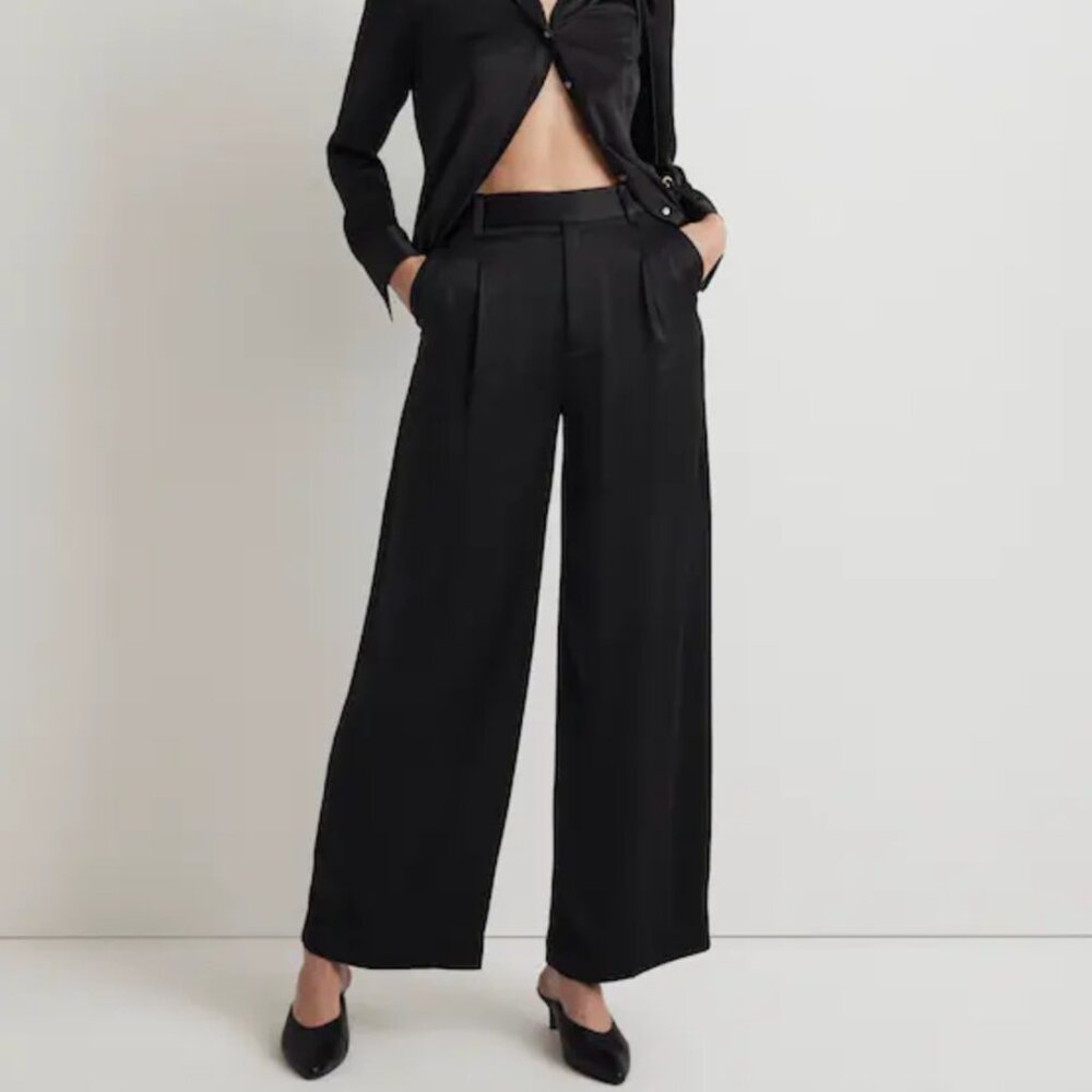 Madewell The Harlow Wide-Leg Pant in Satin 0P NWOT